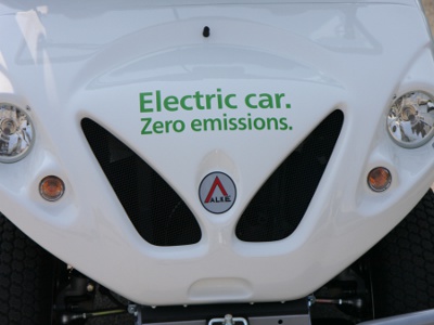 electric car hood close up